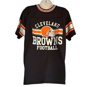Cleveland Browns NFL football short sleeve jersey material shirt NWT logo helmet